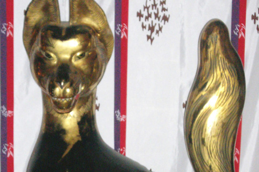 高山稲荷神社 眷属 金狐　修理、箔張替え Before